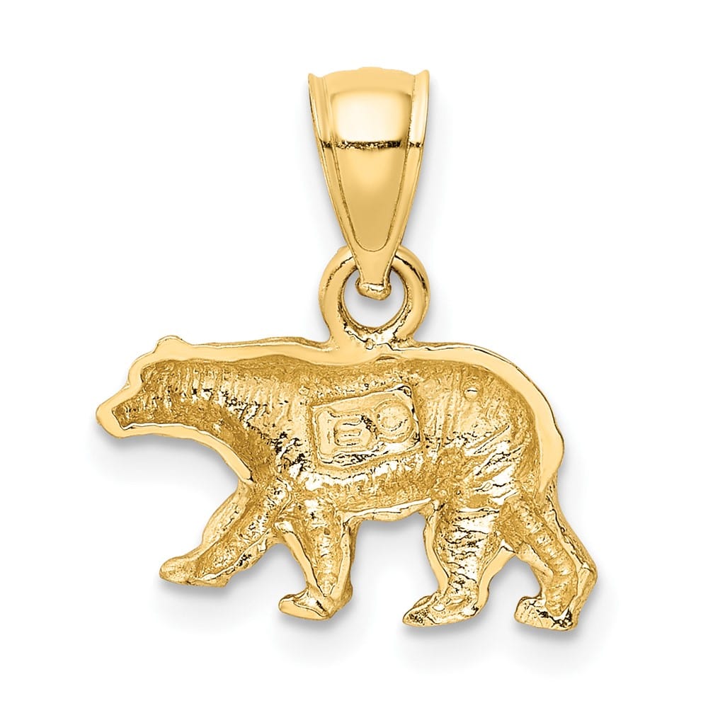 10K Yellow Gold Solid Polished Satin D.C. Small Bear Pendant