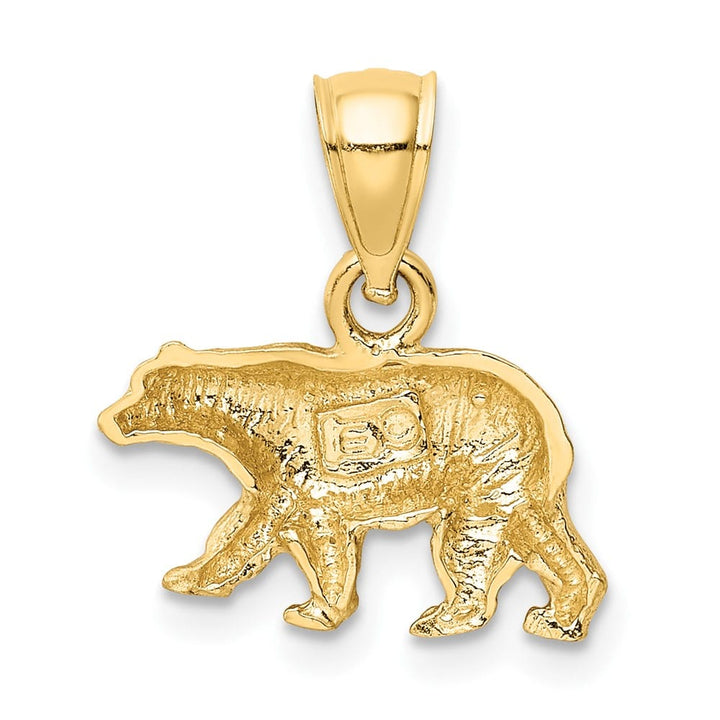 10K Yellow Gold Solid Polished Satin D.C. Small Bear Pendant