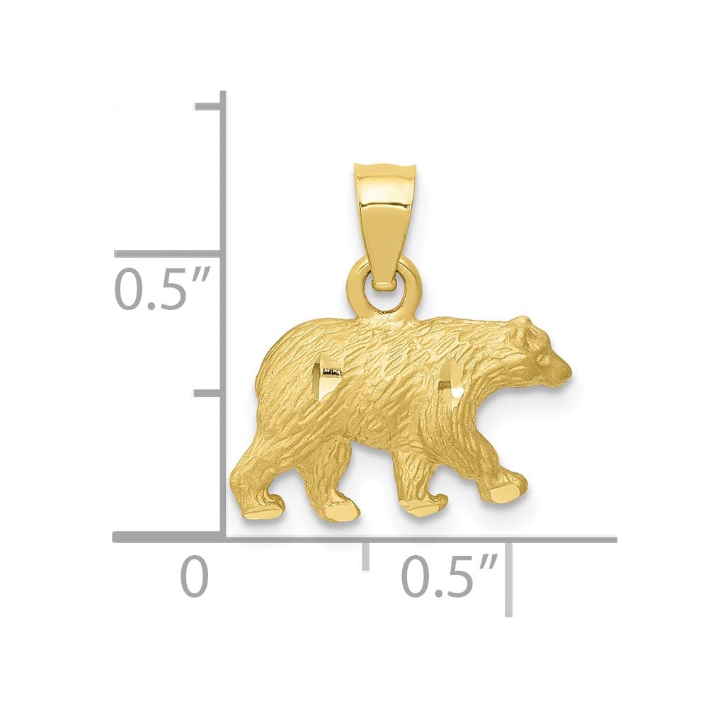 10K Yellow Gold Solid Polished Satin D.C. Small Bear Pendant