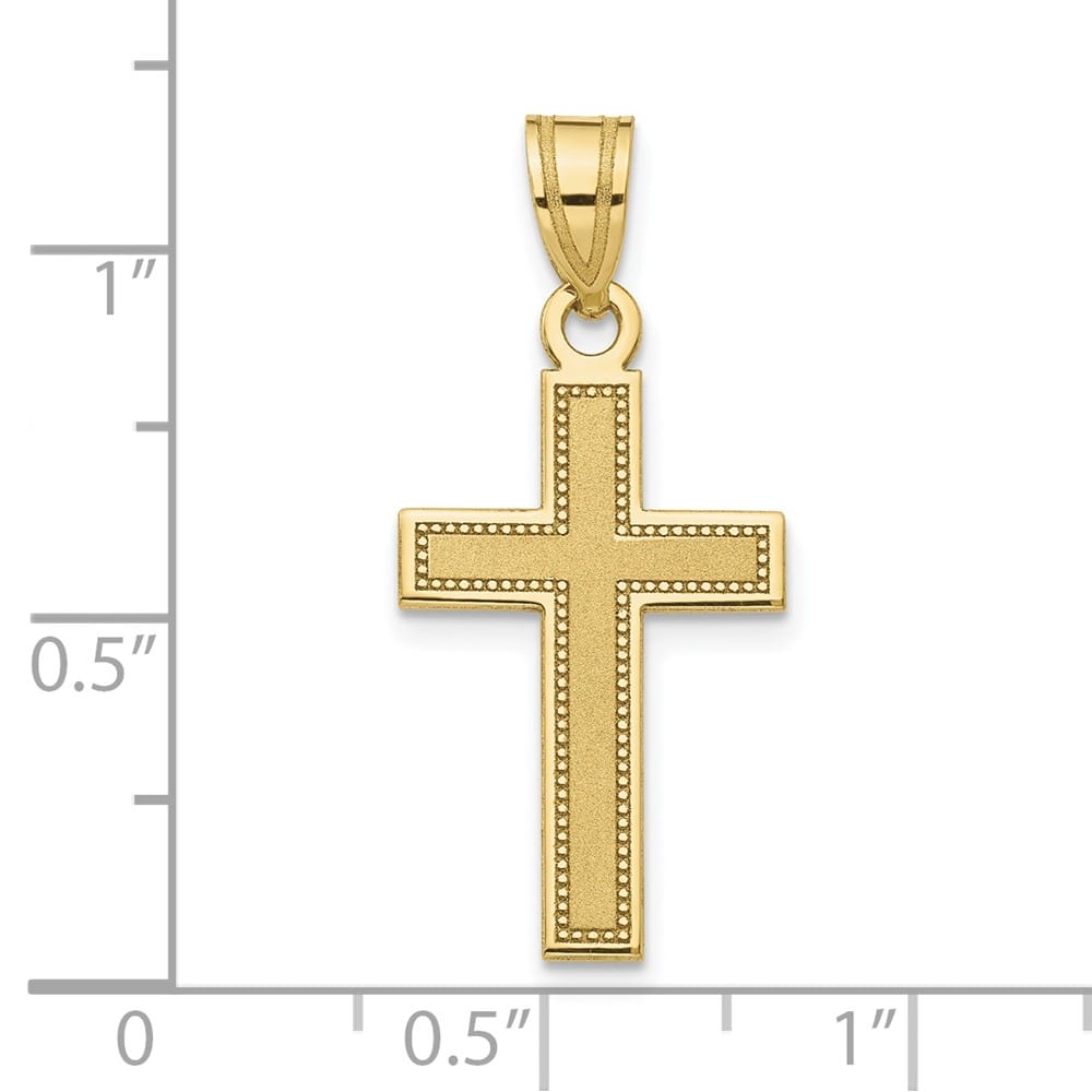 10K Yellow Gold Solid Polished Satin Large Latin Cross Pendant