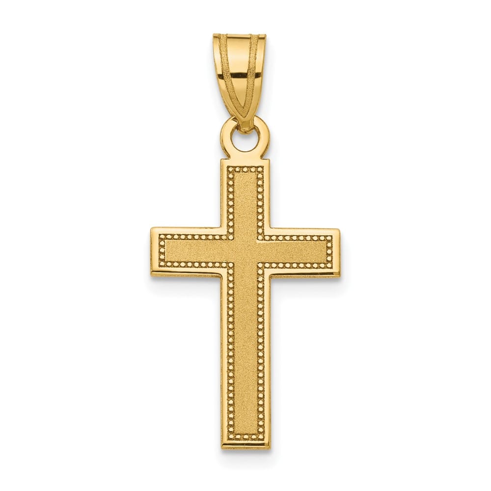 10K Yellow Gold Solid Polished Satin Large Latin Cross Pendant