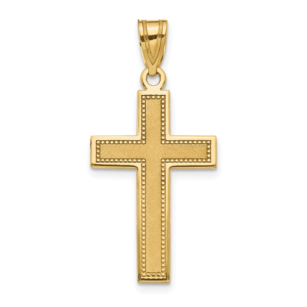10K Yellow Gold Solid Polished Satin Large Latin Cross Pendant