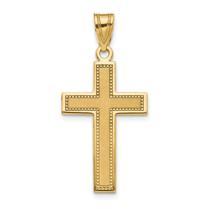 10K Yellow Gold Solid Polished Satin Large Latin Cross Pendant