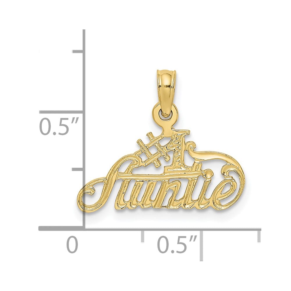 10K Yellow Gold Solid Polished Small #1 Auntie Charm