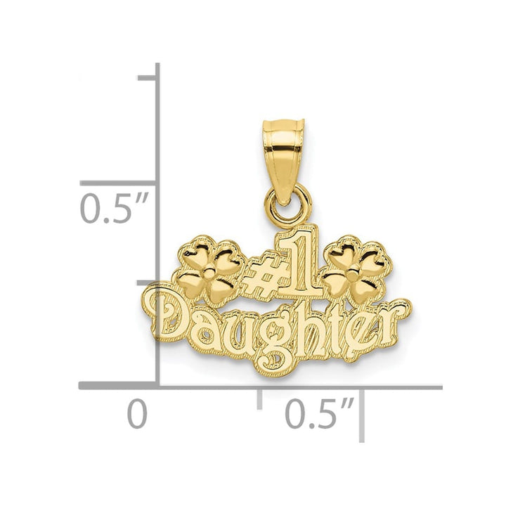10K Yellow Gold Solid Polished Small #1 Daughter with Flowers Charm