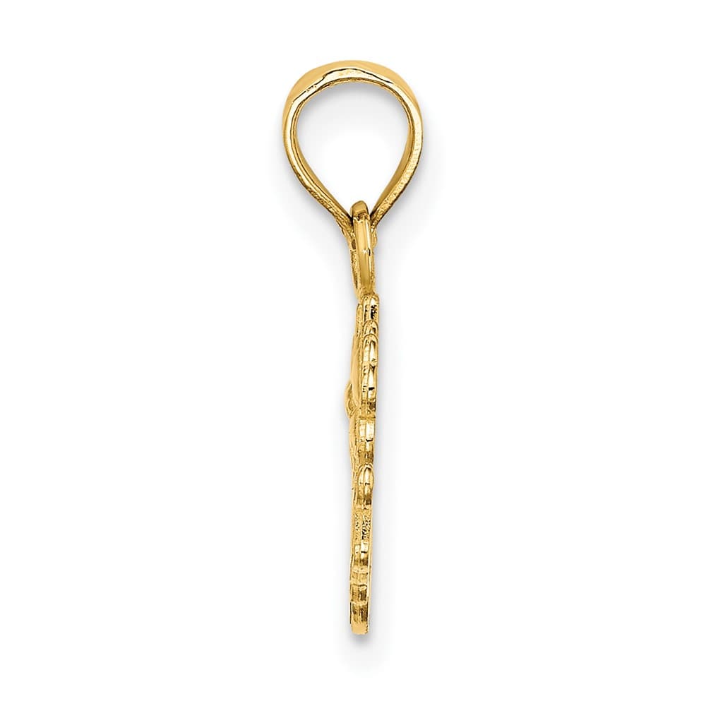 10K Yellow Gold Solid Polished Small #1 Daughter with Flowers Charm