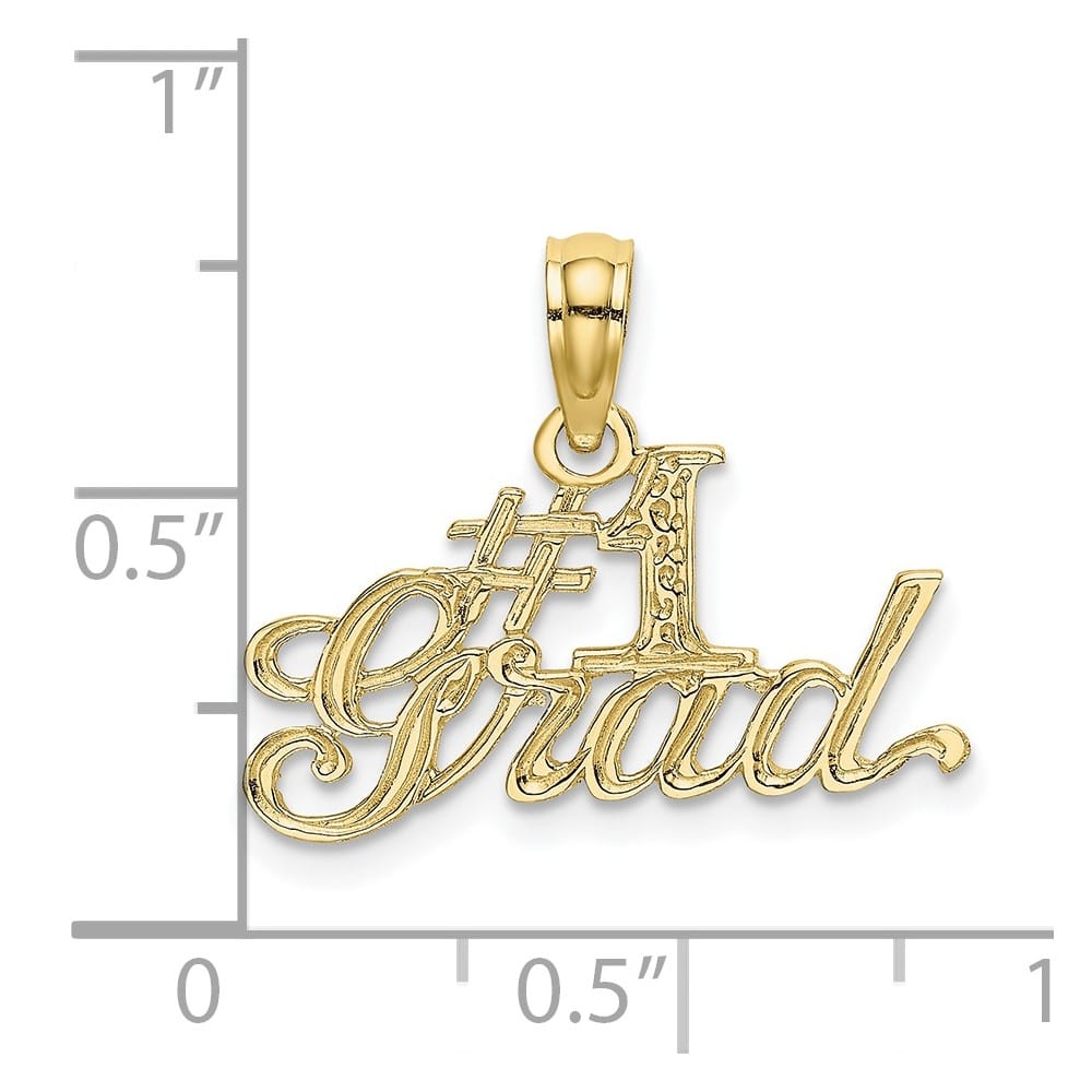 10K Yellow Gold Solid Polished Small #1 Grad Pendant