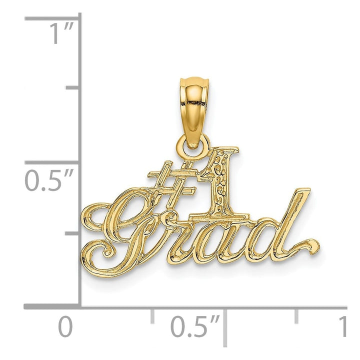 10K Yellow Gold Solid Polished Small #1 Grad Pendant
