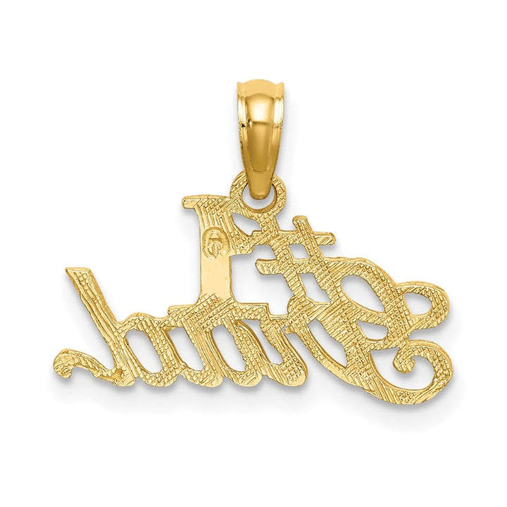 10K Yellow Gold Solid Polished Small #1 Grad Pendant