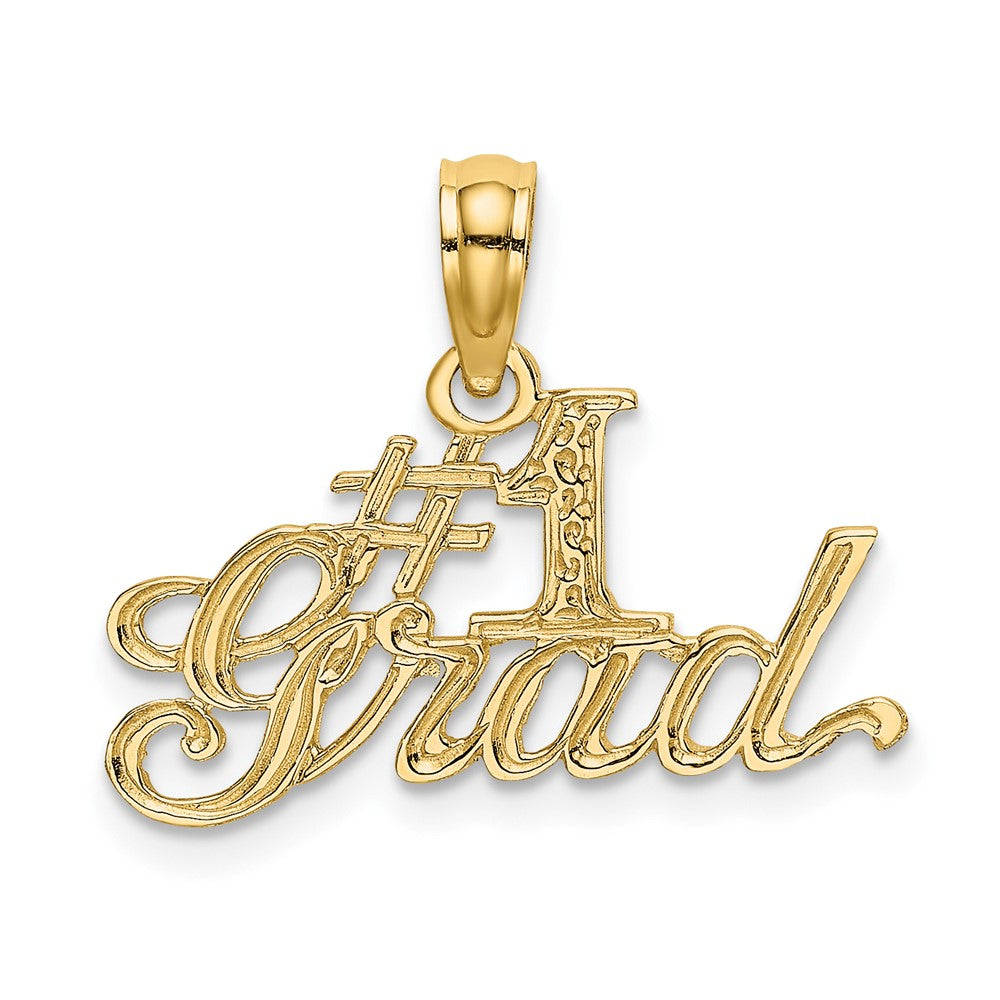 10K Yellow Gold Solid Polished Small #1 Grad Pendant