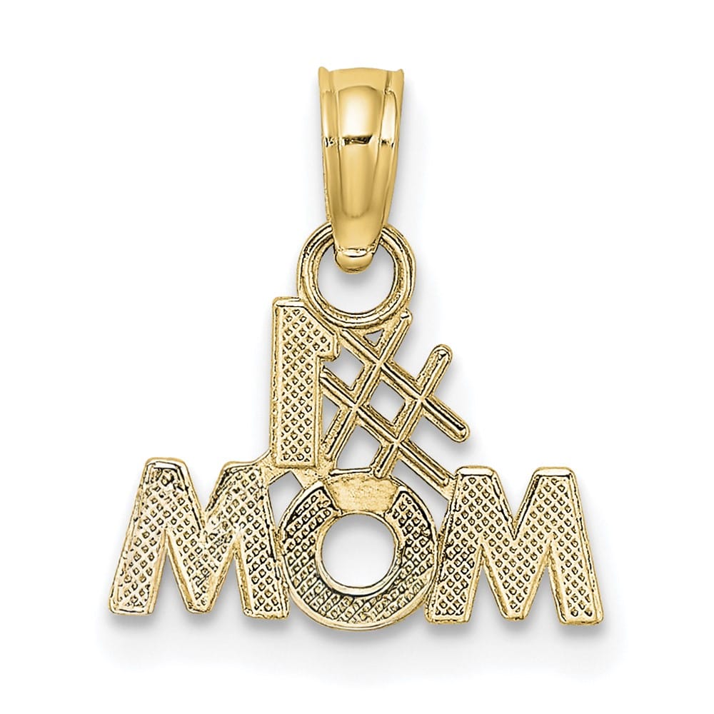10K Yellow Gold Solid Polished Small #1 MOM Pendant