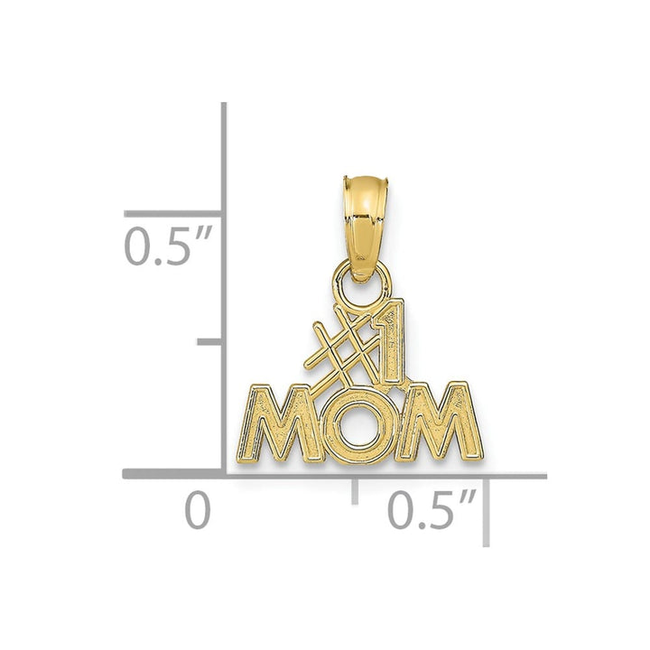 10K Yellow Gold Solid Polished Small #1 MOM Pendant