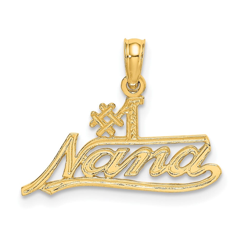 10K Yellow Gold Solid Polished Small #1 NANA Script Charm