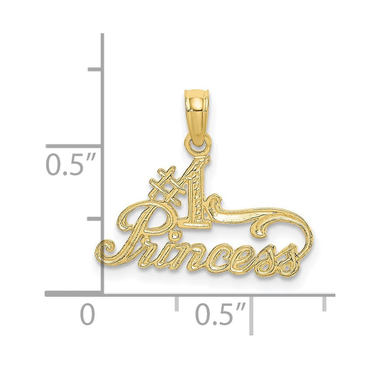 10K Yellow Gold Solid Polished Small #1 Princess Charm
