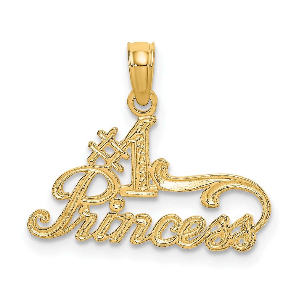 10K Yellow Gold Solid Polished Small #1 Princess Charm