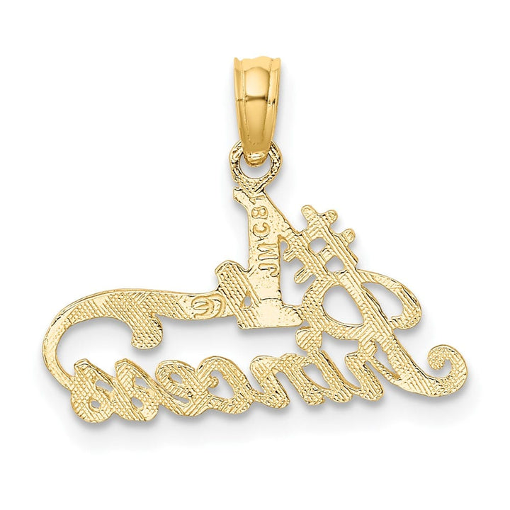 10K Yellow Gold Solid Polished Small #1 Princess Charm