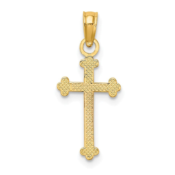 10K Yellow Gold Solid Polished Small Beaded Budded Cross