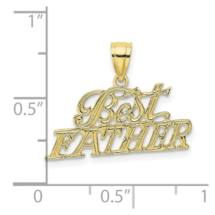 10K Yellow Gold Solid Polished Small Best Father Pendant