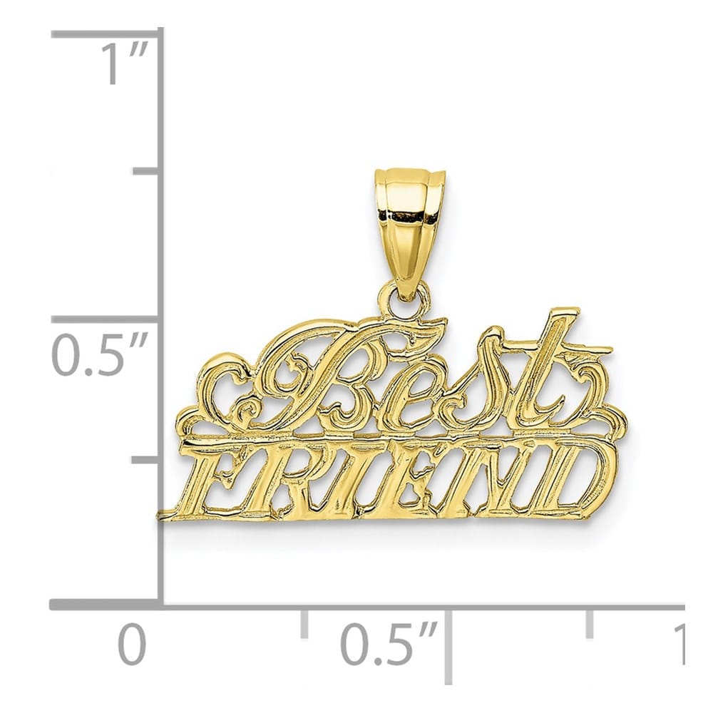 10K Yellow Gold Solid Polished Small Best Friend Pendant