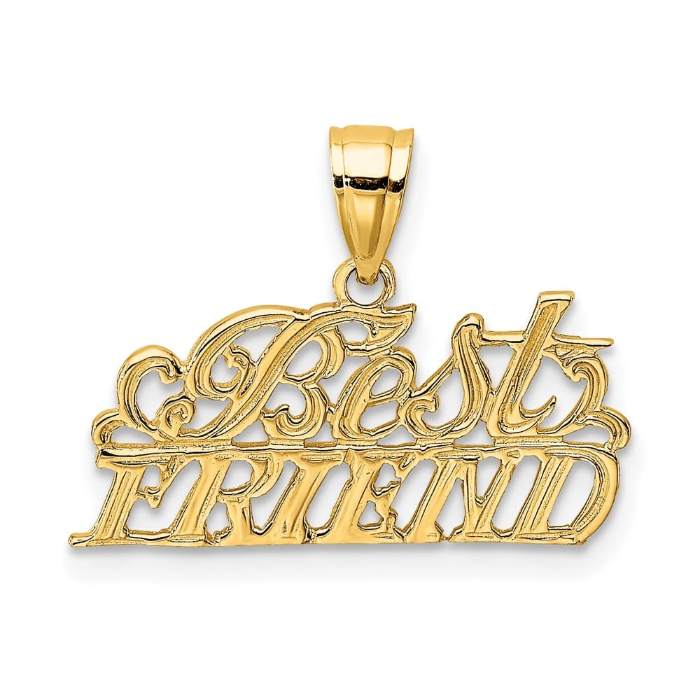 10K Yellow Gold Solid Polished Small Best Friend Pendant