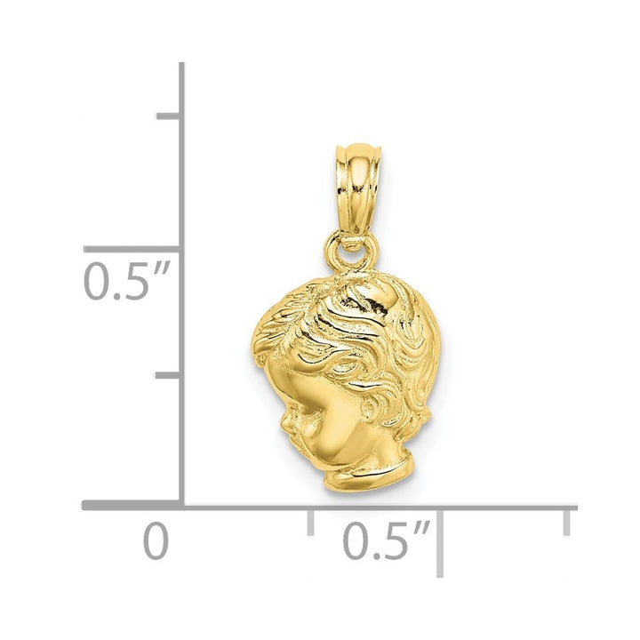 10K Yellow Gold Solid Polished Small Boy Head Charm