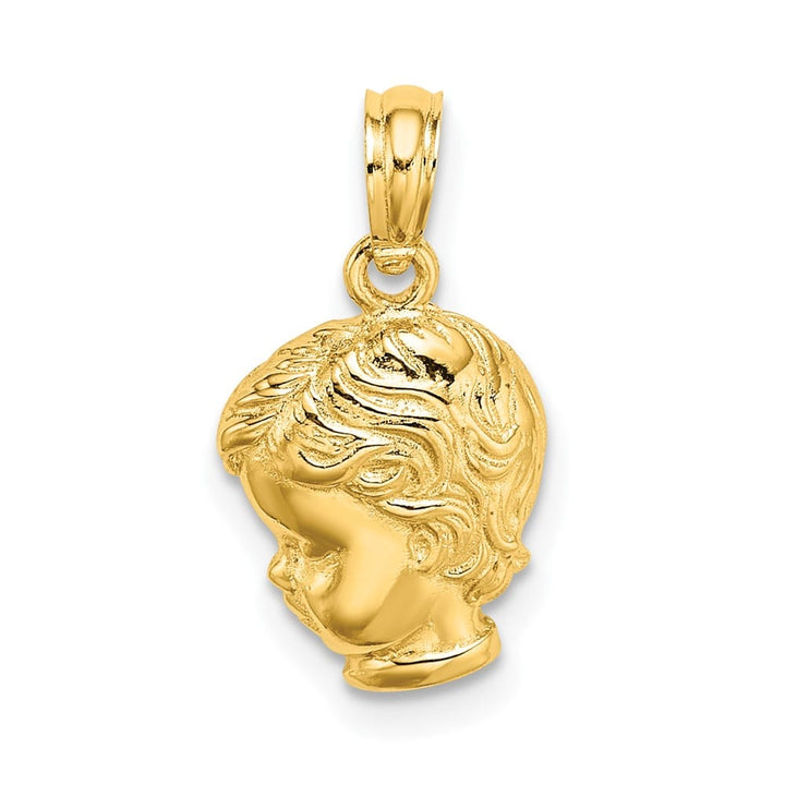 10K Yellow Gold Solid Polished Small Boy Head Charm