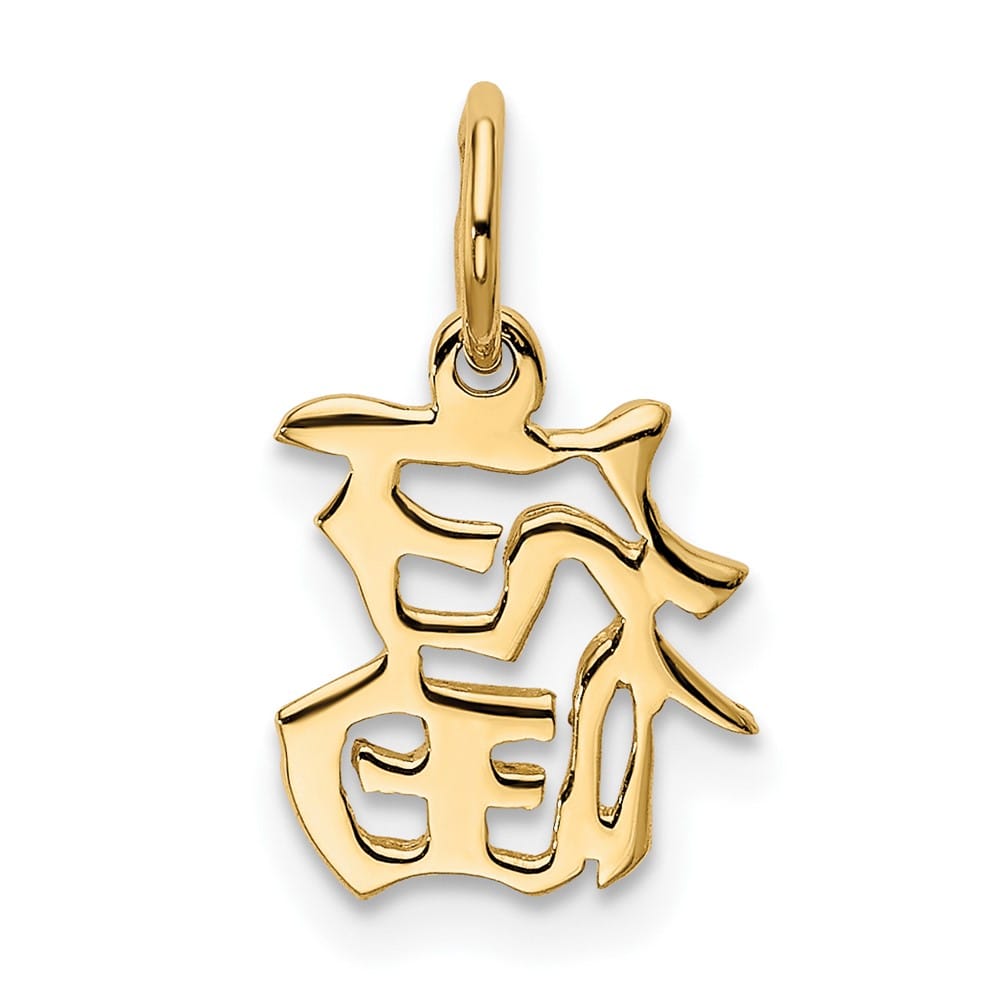 10K Yellow Gold Solid Polished Small Chinese Symbol Good Luck Charm