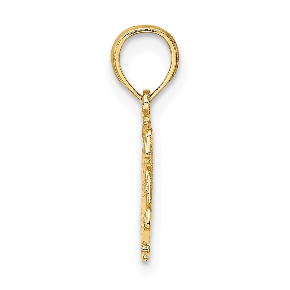 10K Yellow Gold Solid Polished Small Christmas Bells Pendant