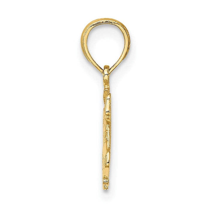 10K Yellow Gold Solid Polished Small Christmas Bells Pendant