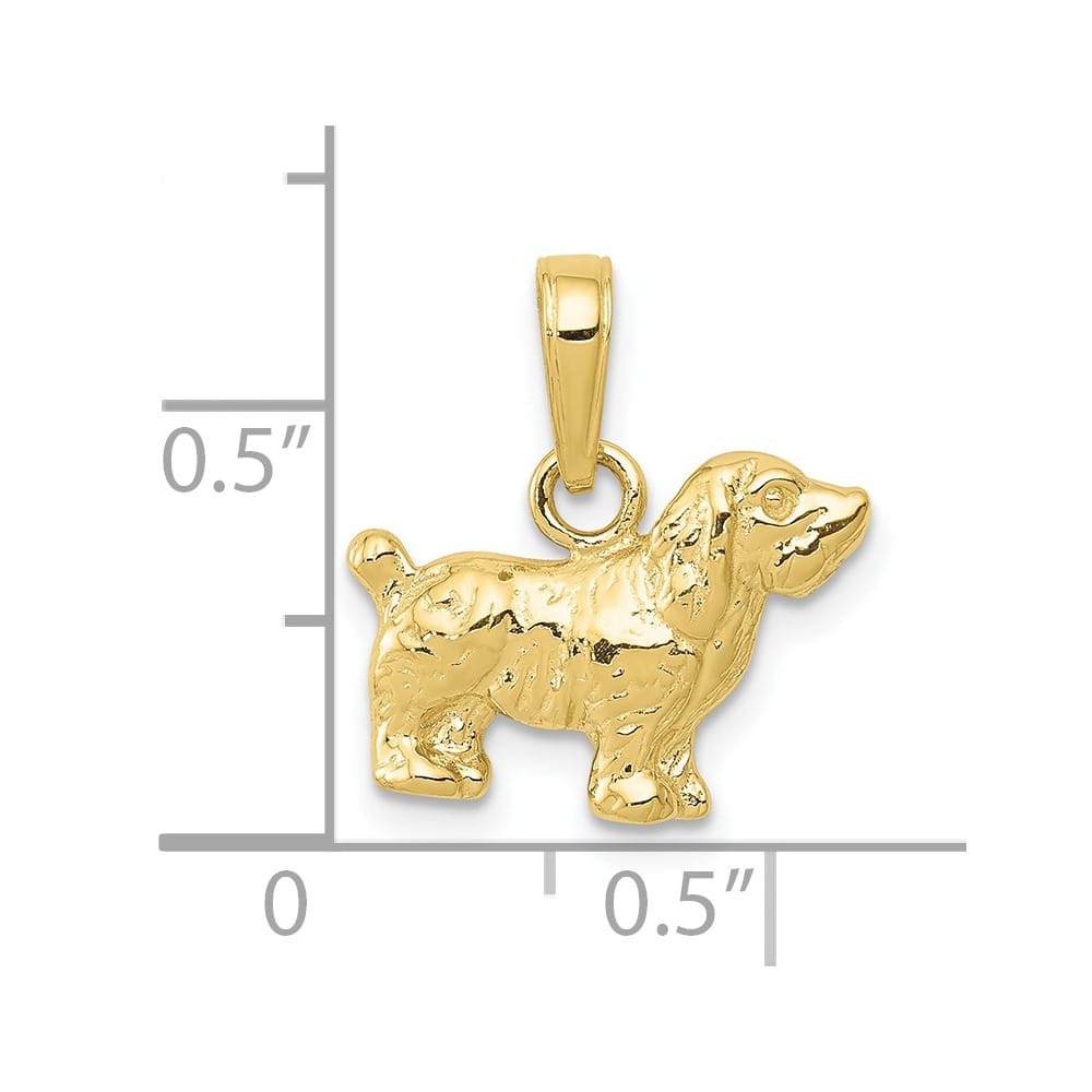 10K Yellow Gold Solid Polished Small Cocker Spaniel Dog Pendant