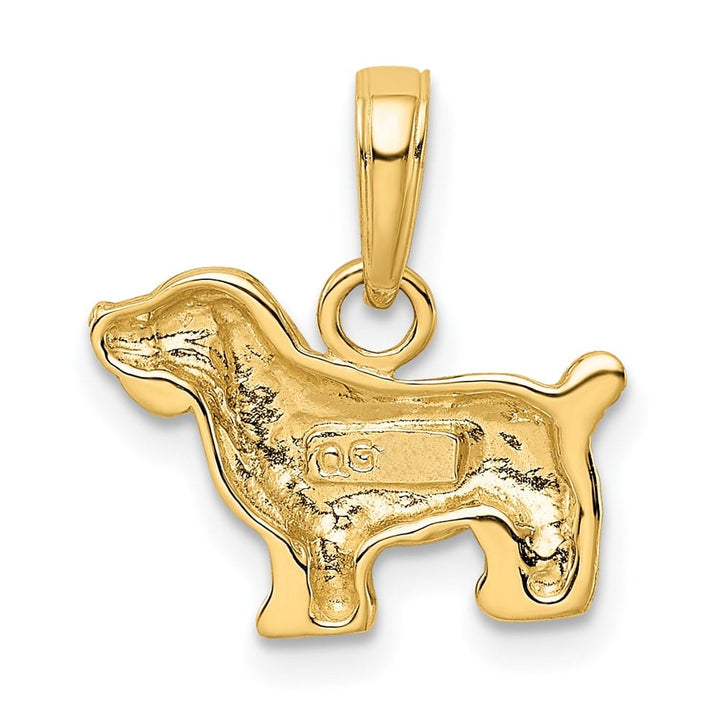 10K Yellow Gold Solid Polished Small Cocker Spaniel Dog Pendant