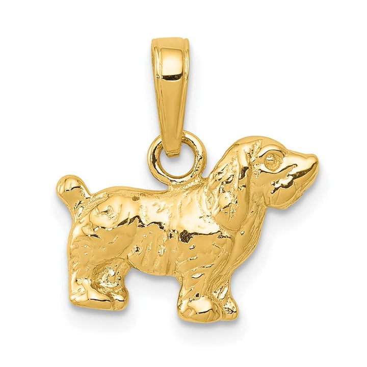 10K Yellow Gold Solid Polished Small Cocker Spaniel Dog Pendant