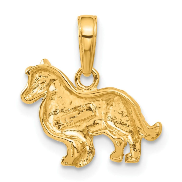 10K Yellow Gold Solid Polished Small Collie Dog Pendant