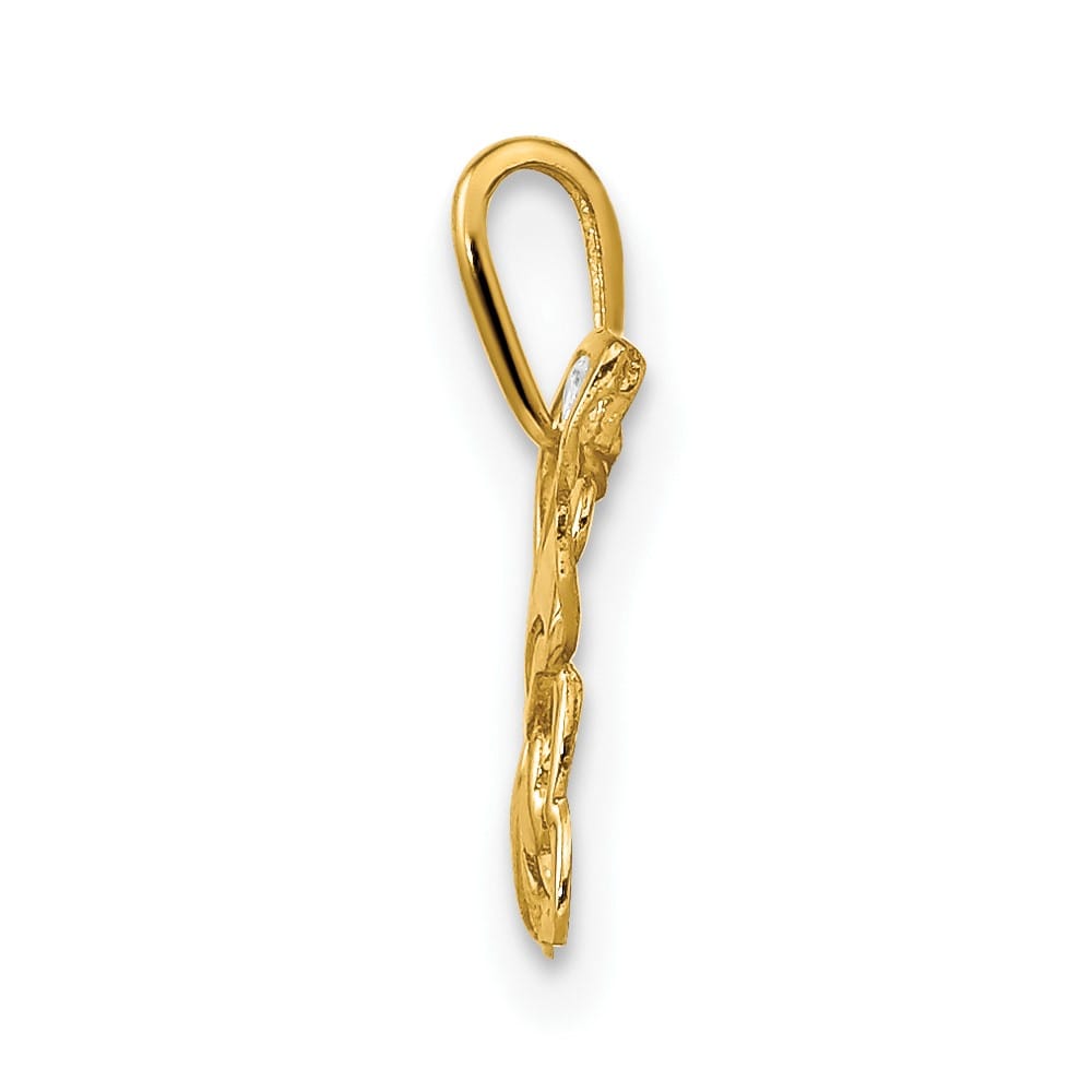 10K Yellow Gold Solid Polished Small CZ Butterfly Pendant