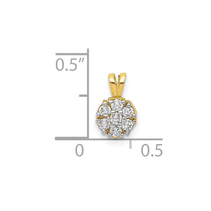 10K Yellow Gold Solid Polished Small CZ Flower Charm