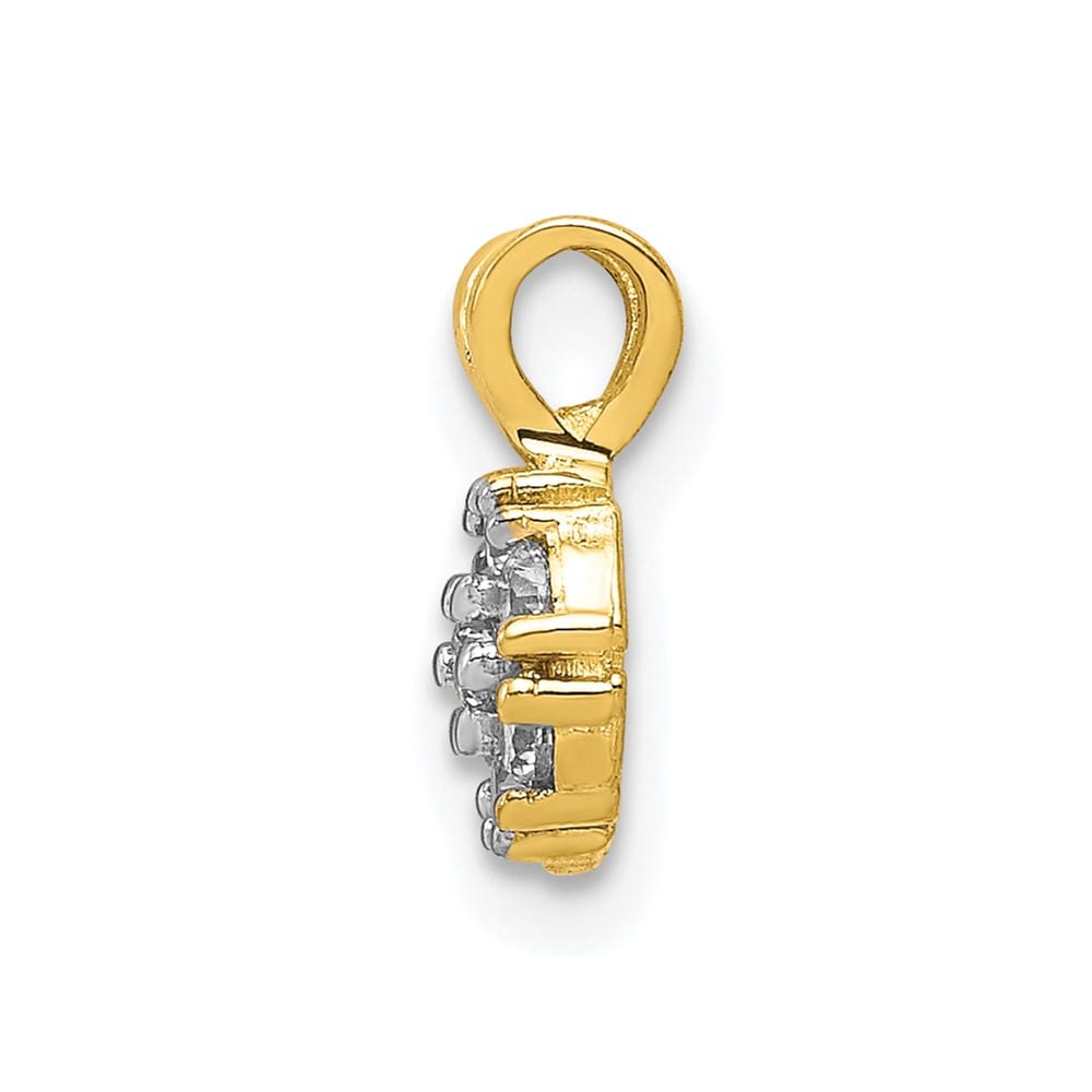 10K Yellow Gold Solid Polished Small CZ Flower Charm