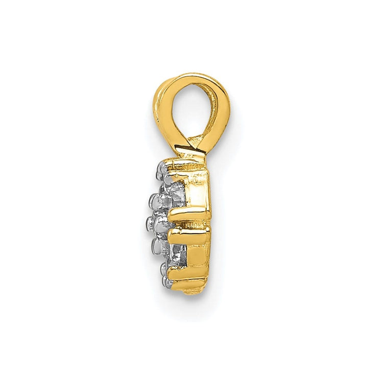 10K Yellow Gold Solid Polished Small CZ Flower Charm