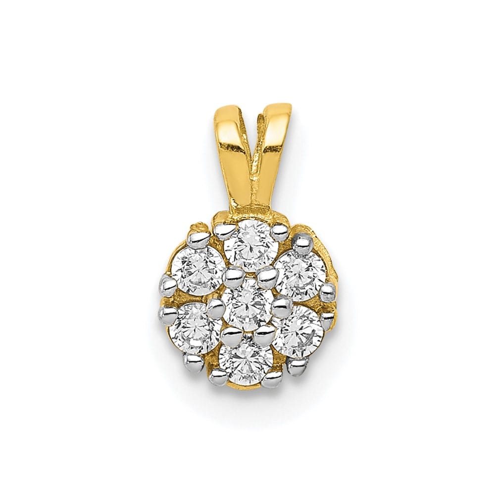 10K Yellow Gold Solid Polished Small CZ Flower Charm