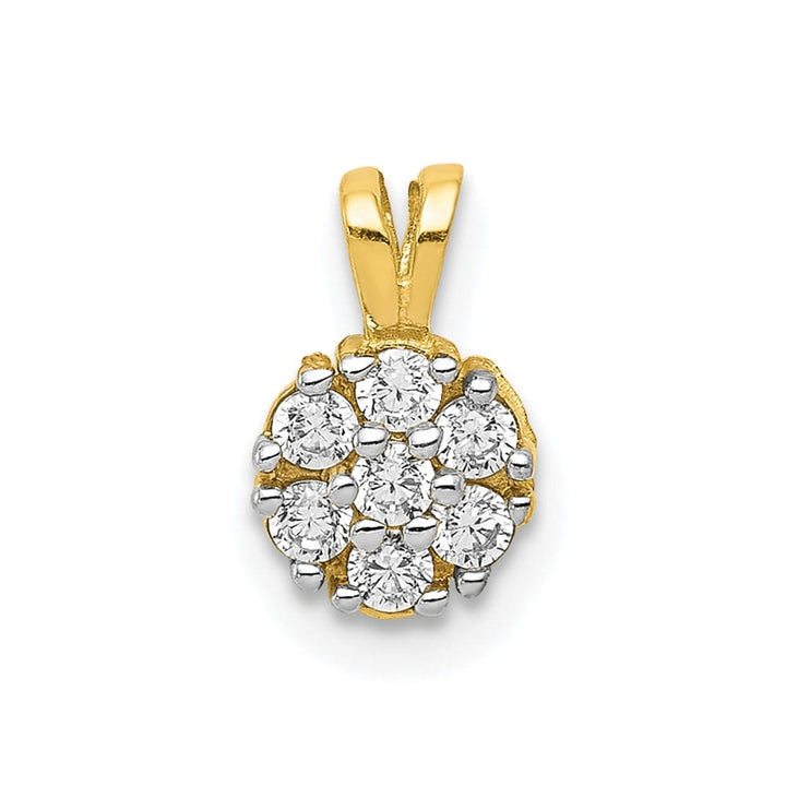 10K Yellow Gold Solid Polished Small CZ Flower Charm
