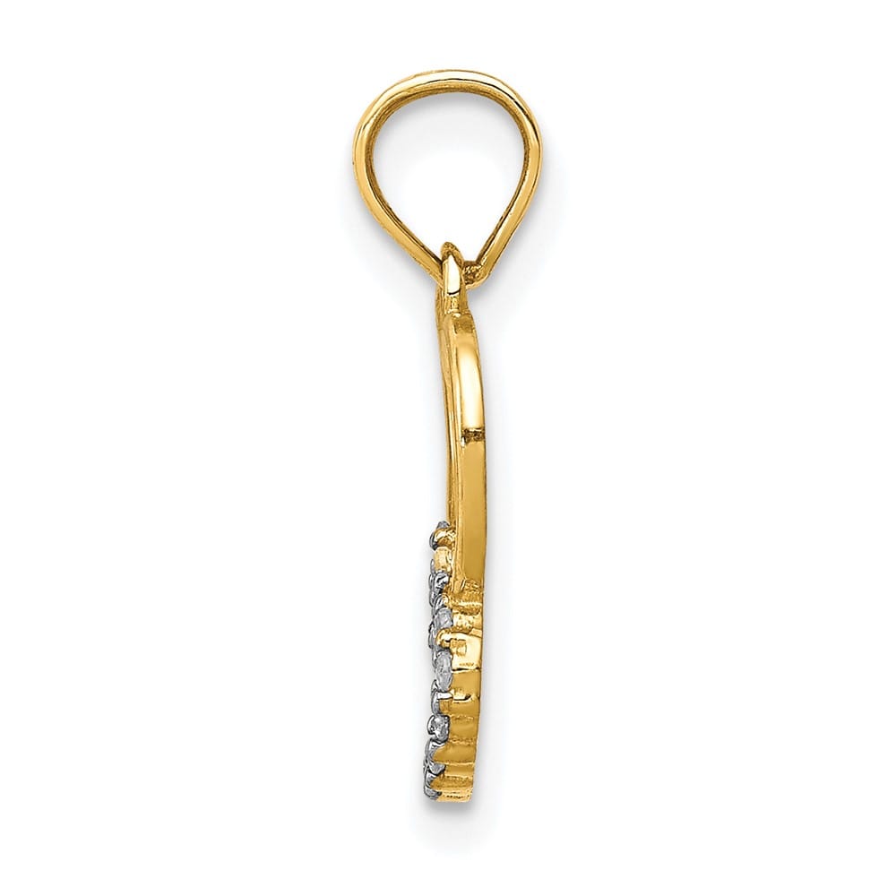 10K Yellow Gold Solid Polished Small CZ Heart in Heart Pendant