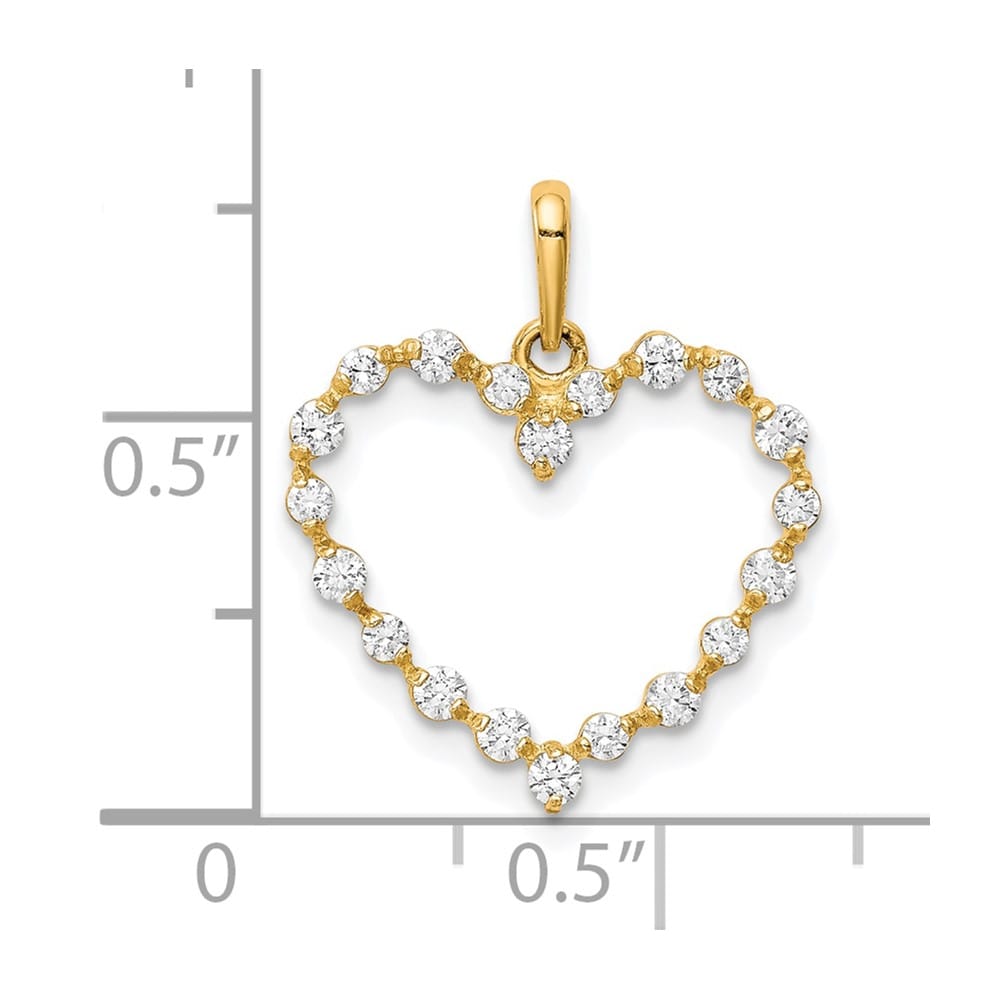 10K Yellow Gold Solid Polished Small CZ Heart Pendant
