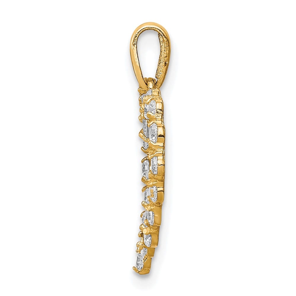 10K Yellow Gold Solid Polished Small CZ Heart Pendant