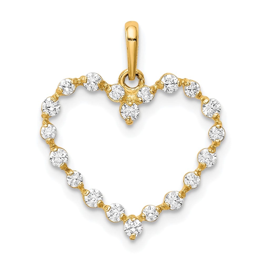 10K Yellow Gold Solid Polished Small CZ Heart Pendant