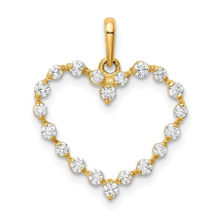 10K Yellow Gold Solid Polished Small CZ Heart Pendant