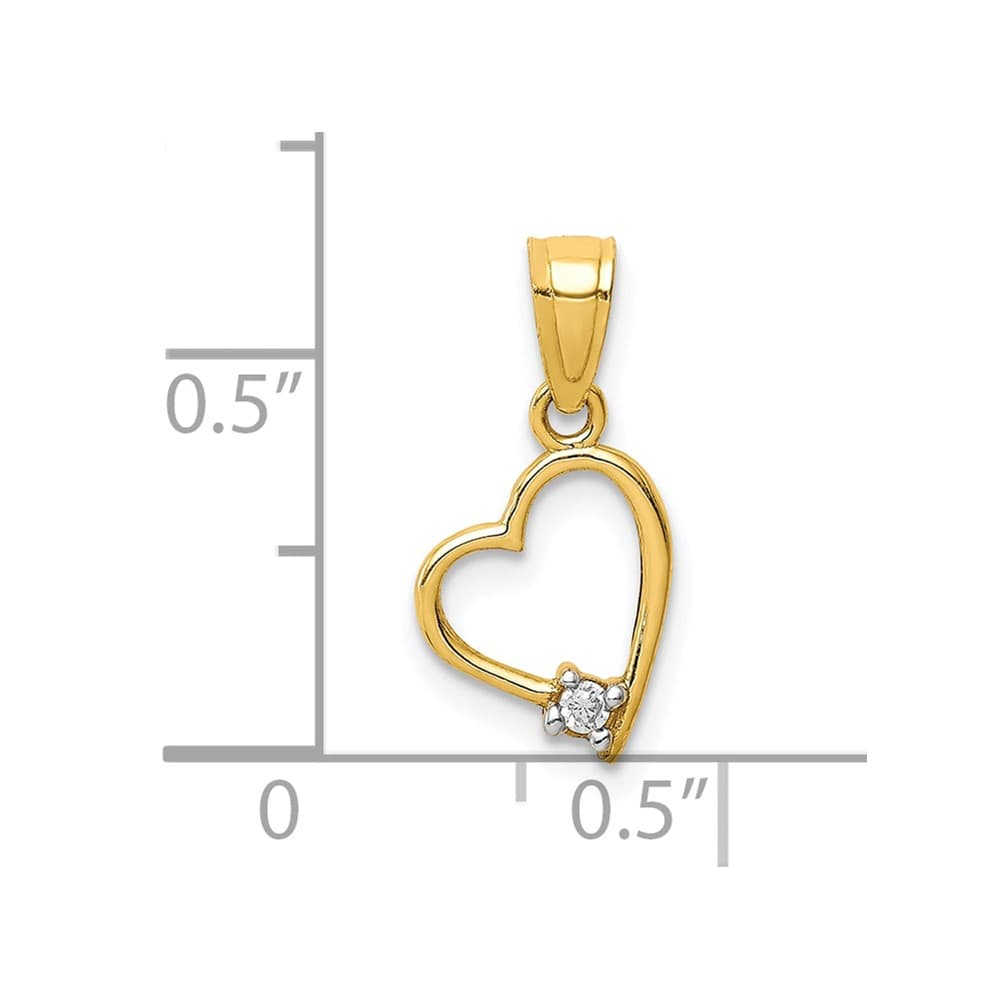 10K Yellow Gold Solid Polished Small CZ Heart Pendant