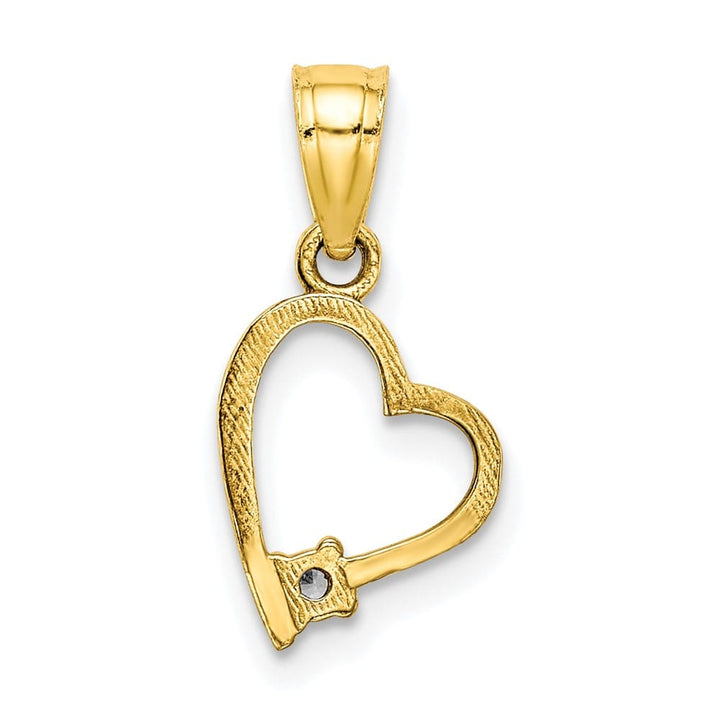 10K Yellow Gold Solid Polished Small CZ Heart Pendant