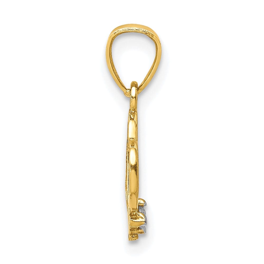 10K Yellow Gold Solid Polished Small CZ Heart Pendant