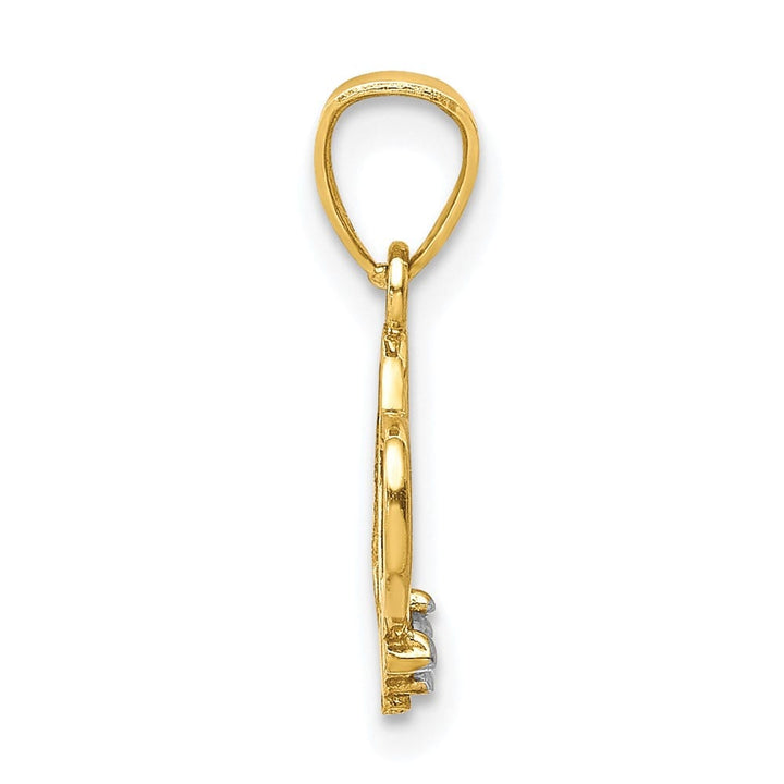 10K Yellow Gold Solid Polished Small CZ Heart Pendant