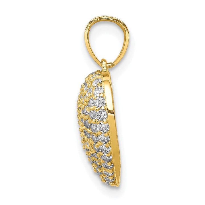 10K Yellow Gold Solid Polished Small CZ Micro-Pave Heart Pendant