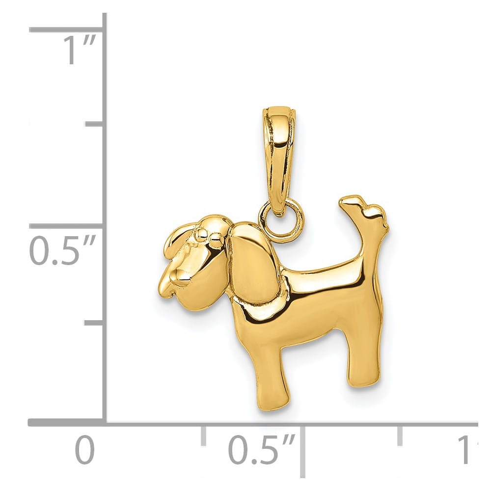 10K Yellow Gold Solid Polished Small Dog Charm